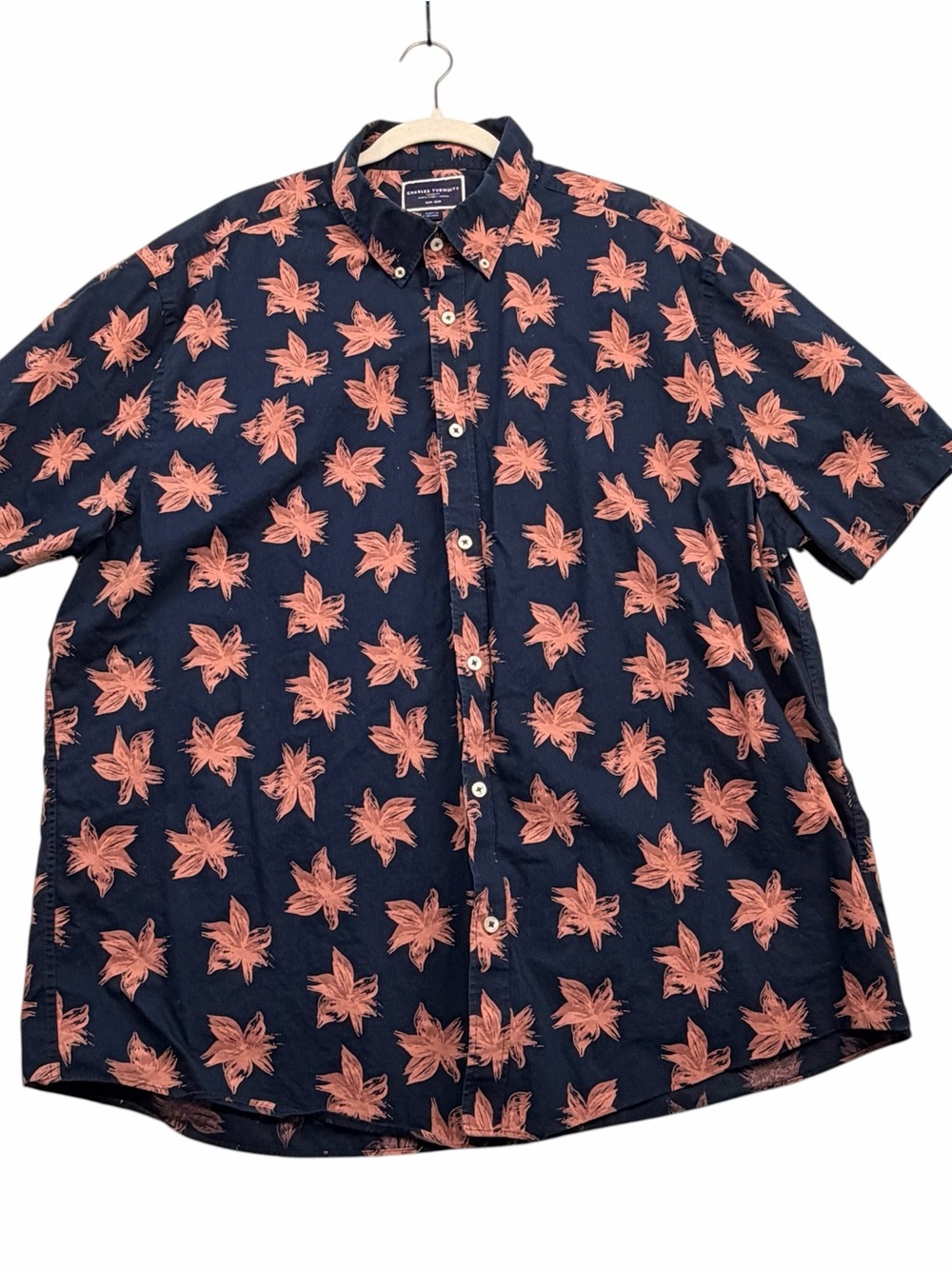 Charles Tyrwhitt Navy Short-Sleeve Star Print Button-Down Shirt